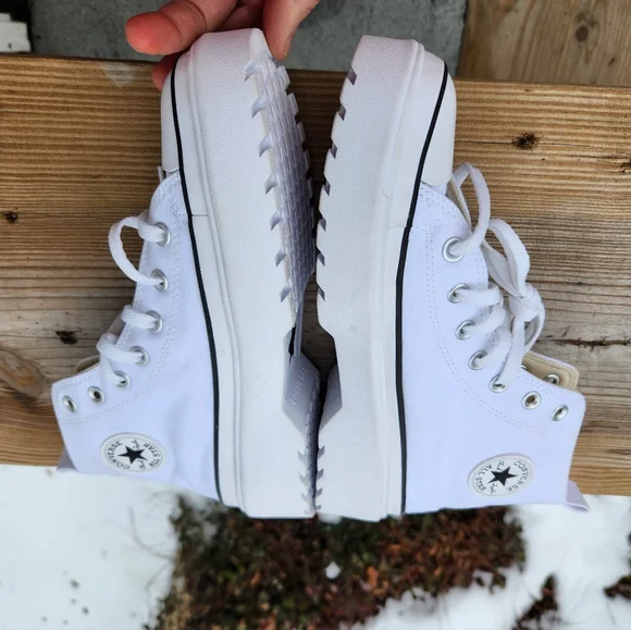 Converse White High-Top Platform Sneakers - Picture 5 of 8